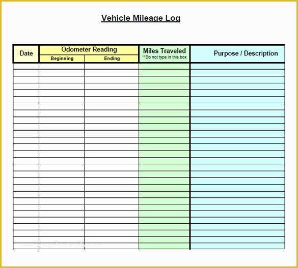 Vehicle Mileage Log Template Free Of 9 Mileage Log Templates Doc Pdf