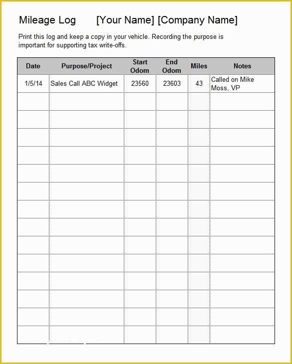 Vehicle Mileage Log Template Free Of Car Mileage Spreadsheet Yogatreestudio