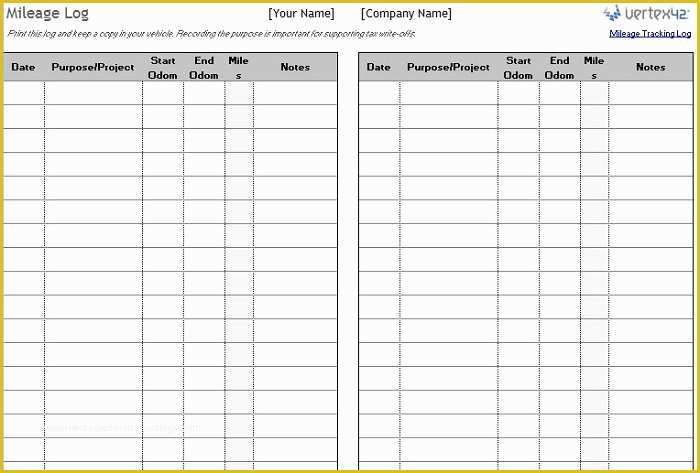 Vehicle Mileage Log Template Free Of Vehicle Mileage Log Template 8 Free Printable Excel