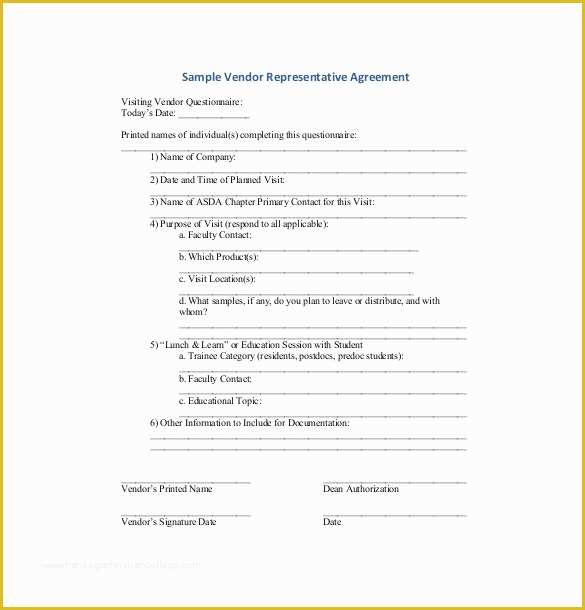 Vendor Agreement Template Free Of 10 Vendor Agreement Templates – Free Sample Example