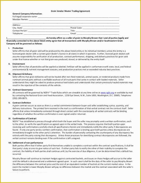 Vendor Agreement Template Free Of 10 Vendor Contract Samples