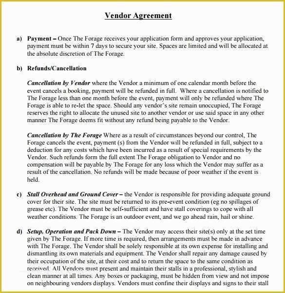 Vendor Agreement Template Free Of 14 Vendor Contract Templates – Samples Examples &amp; format