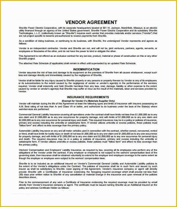Vendor Agreement Template Free Of Agreement Templates 31 Free Word Pdf Documents Download