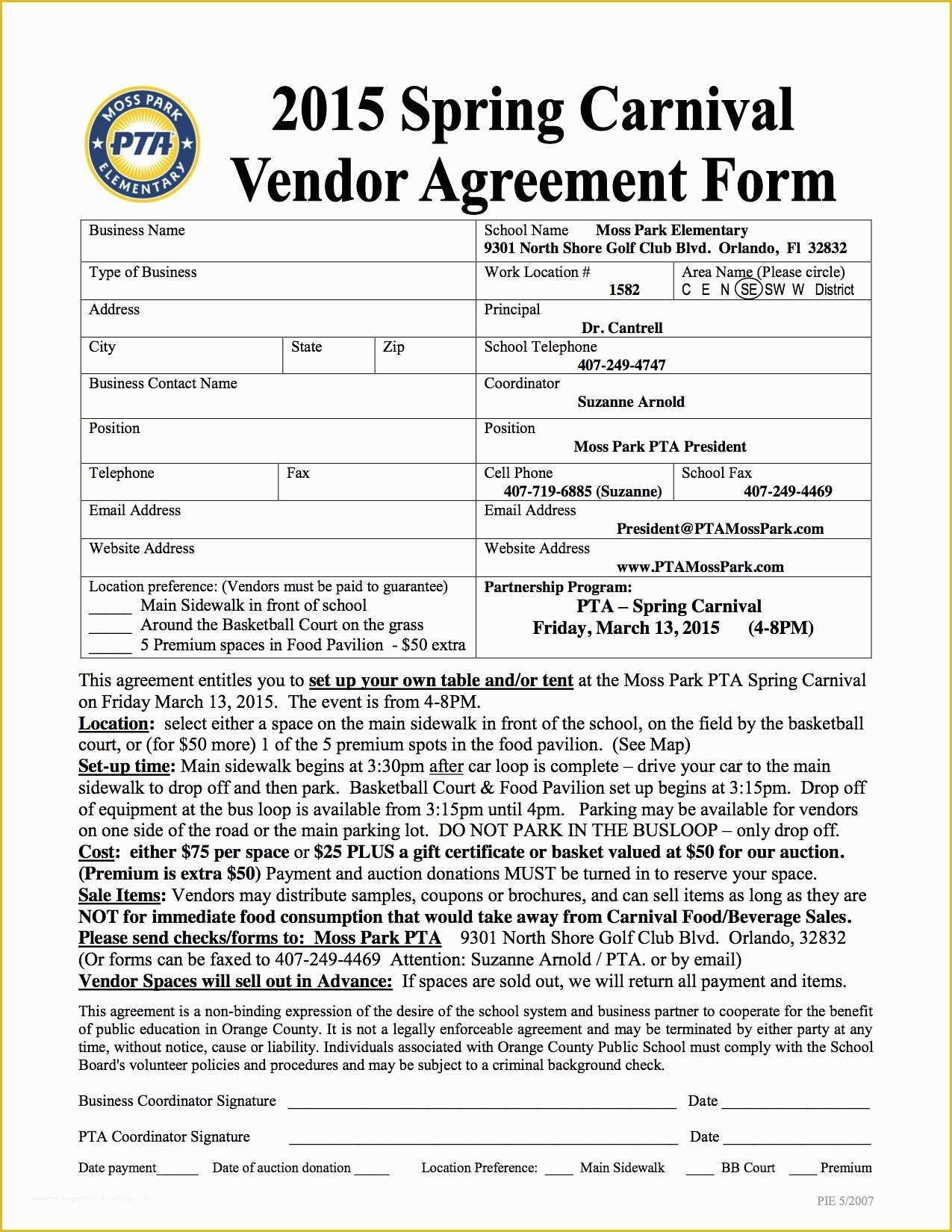 Vendor Agreement Template Free Of Carnival Vendor 2014