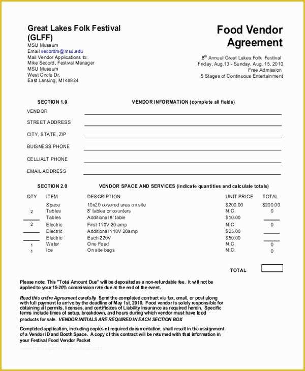 Vendor Agreement Template Free Of Sample Vendor Agreement forms 8 Free Documents In Word Pdf