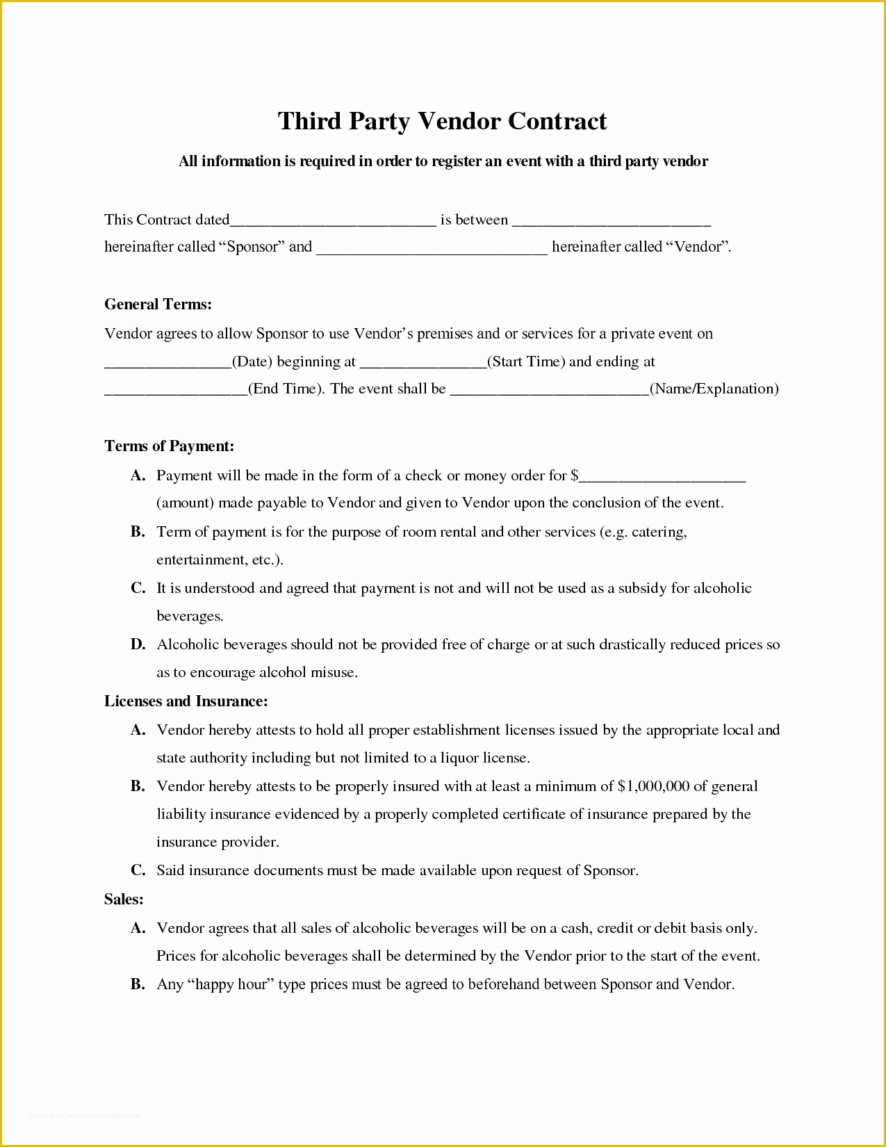 Vendor Agreement Template Free Of Vendor Contract Free Printable Documents