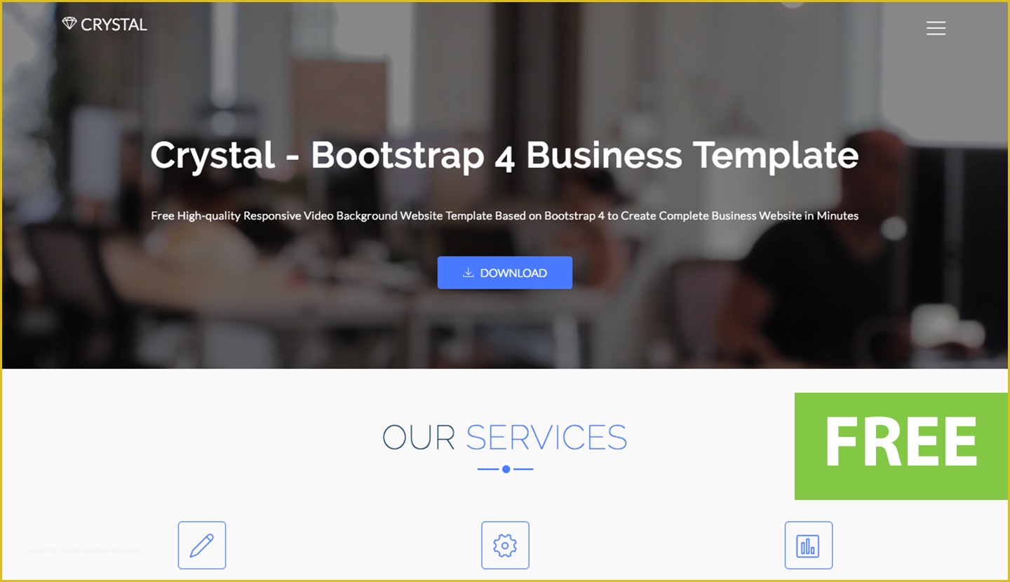 Video HTML Template Free Of Crystal Free Bootstrap Video Background Website Template