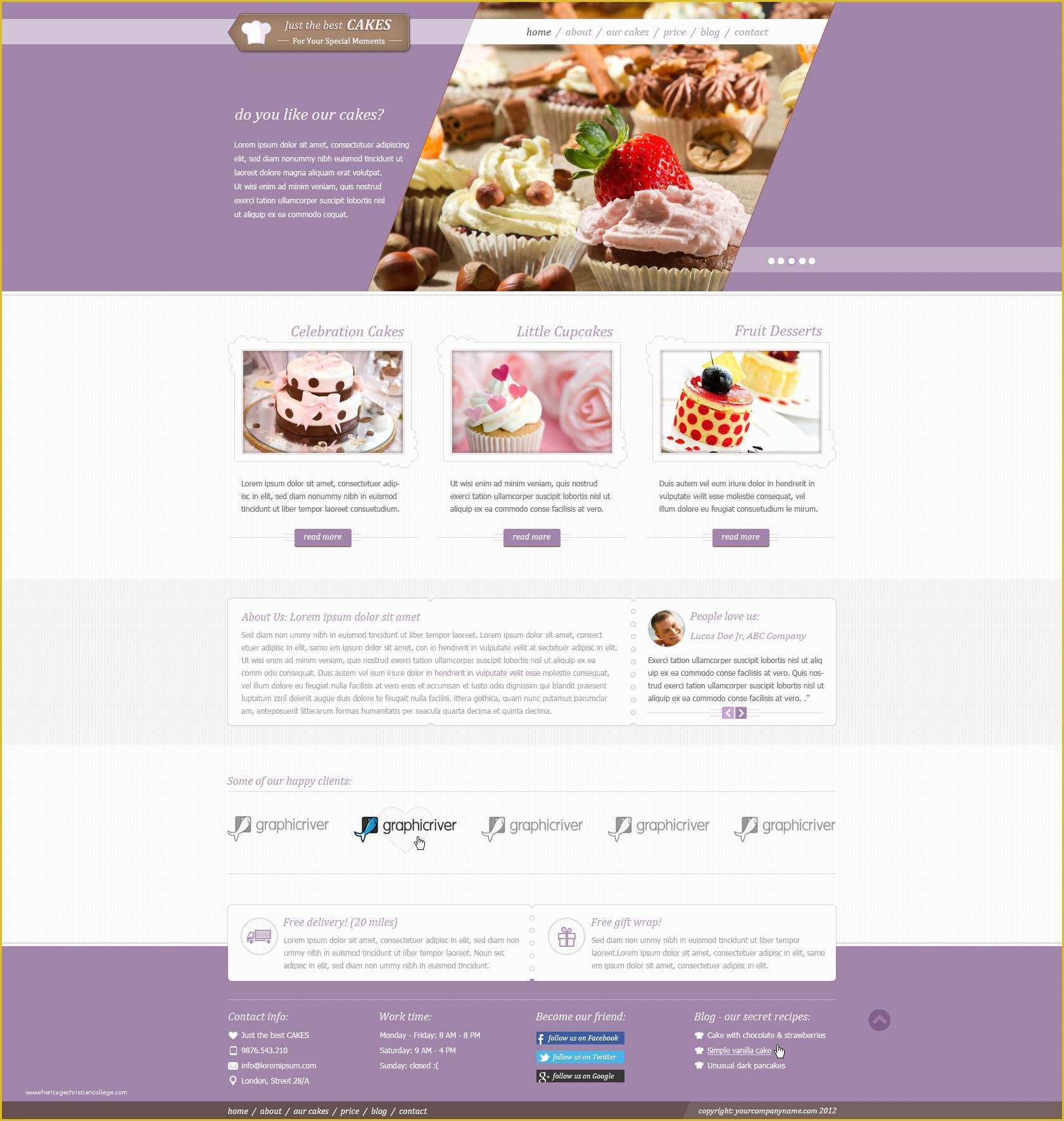 Video HTML Template Free Of Justcakes Cake Bakery HTML Template by Templatation