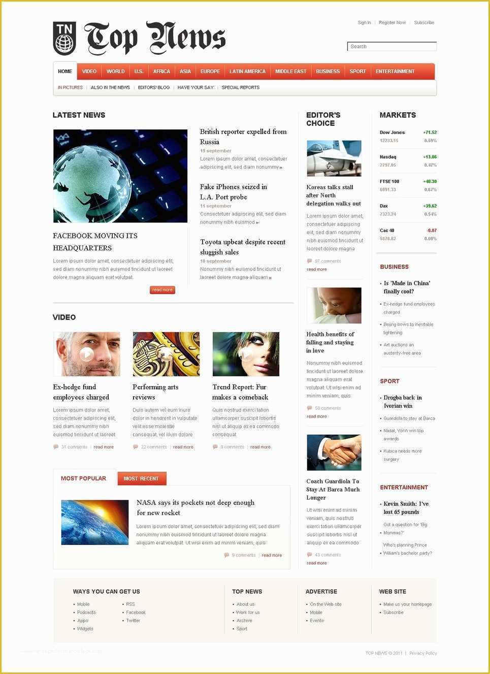 Video HTML Template Free Of News Portal Joomla Template