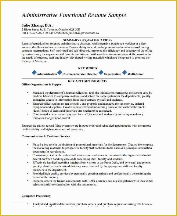 View Free Resume Templates Of 10 Functional Cv Samples