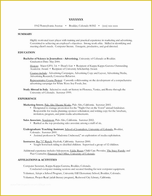View Free Resume Templates Of A Sample Chronological Resume View More