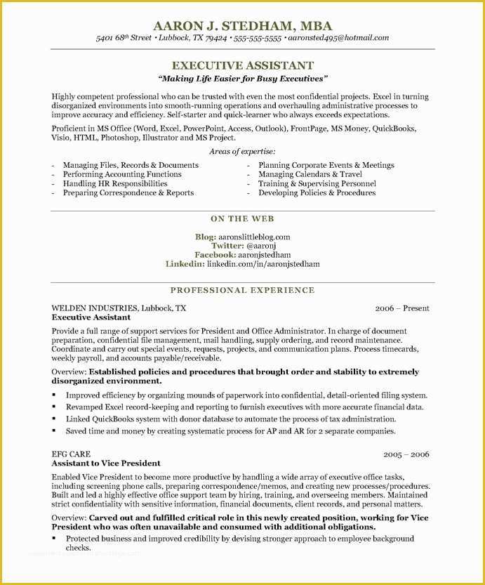 View Free Resume Templates Of Executive assistant Free Resume Samples