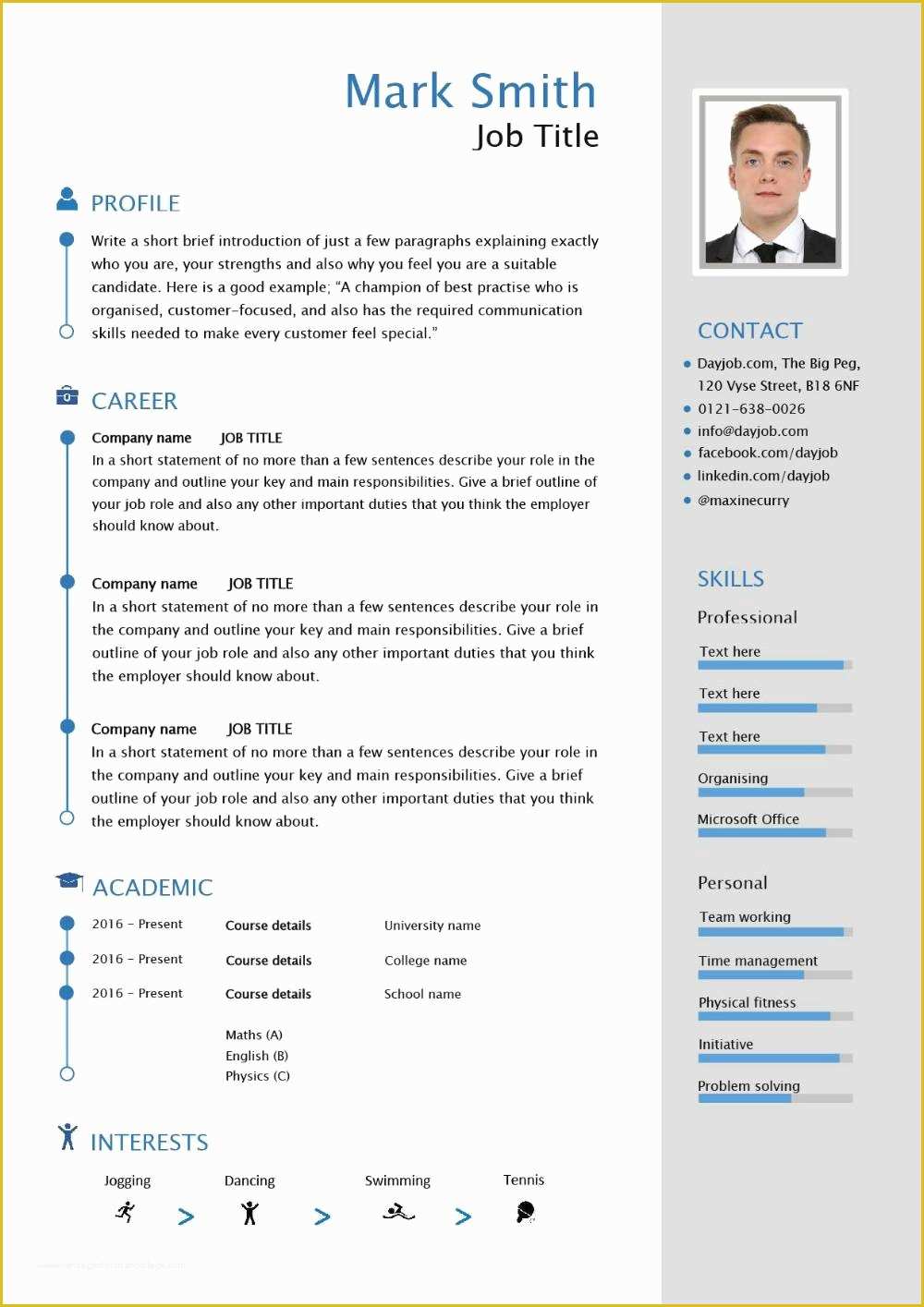 View Free Resume Templates Of Free Able Cv Template Examples Career Advice How