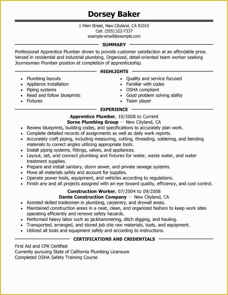 View Free Resume Templates Of Pipefitter Resume Example Resume Ideas