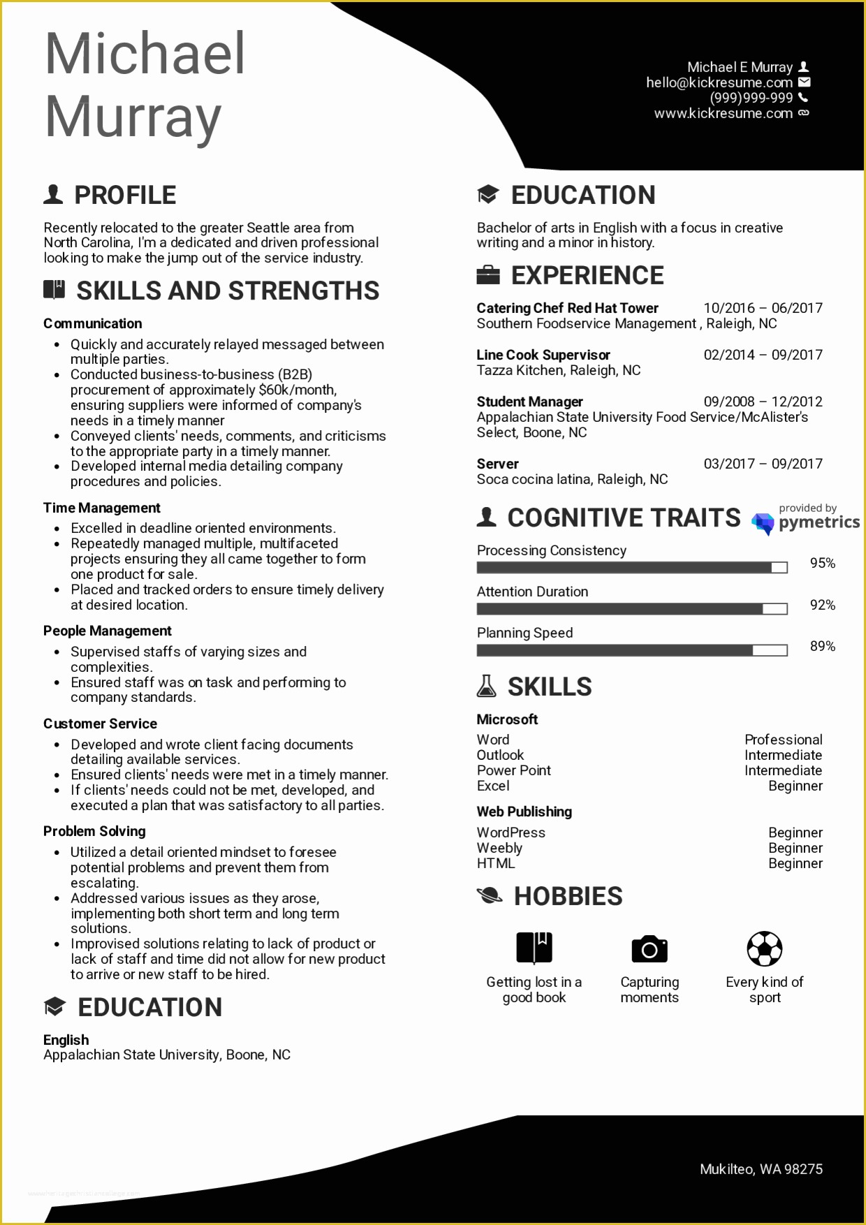 View Free Resume Templates Of Resume Examples by Real People Line Cook Supervisor Cv