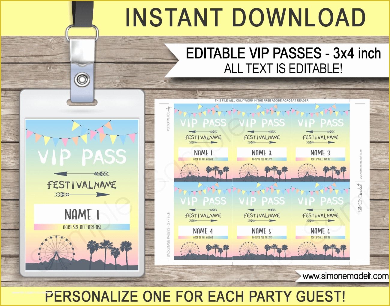 Vip Birthday Invitations Templates Free Of Coachella themed Party Vip Passes