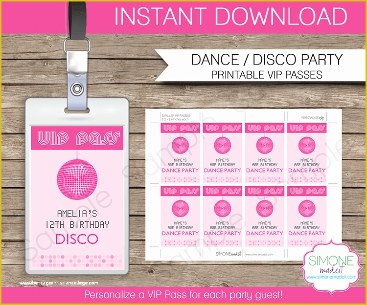 Vip Birthday Invitations Templates Free Of Dance Party Vip Passes Template Disco Party