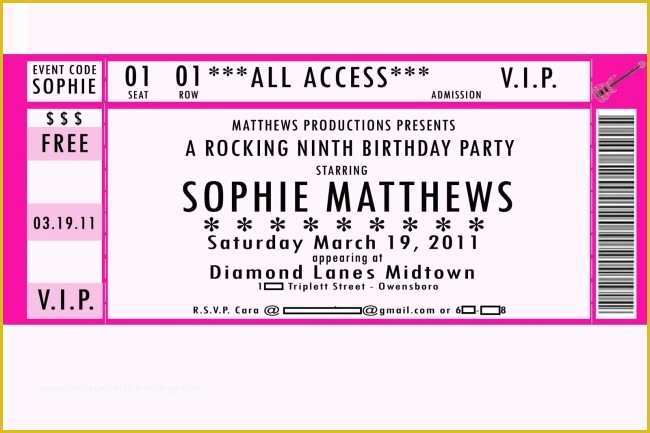 Vip Birthday Invitations Templates Free Of Lovely Birthday Party Vip Ticket Pass Template Sample with