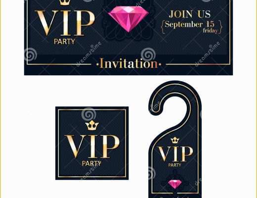 Vip Birthday Invitations Templates Free Of Vip Invitation Card Warning Hanger and Badge Stock Vector