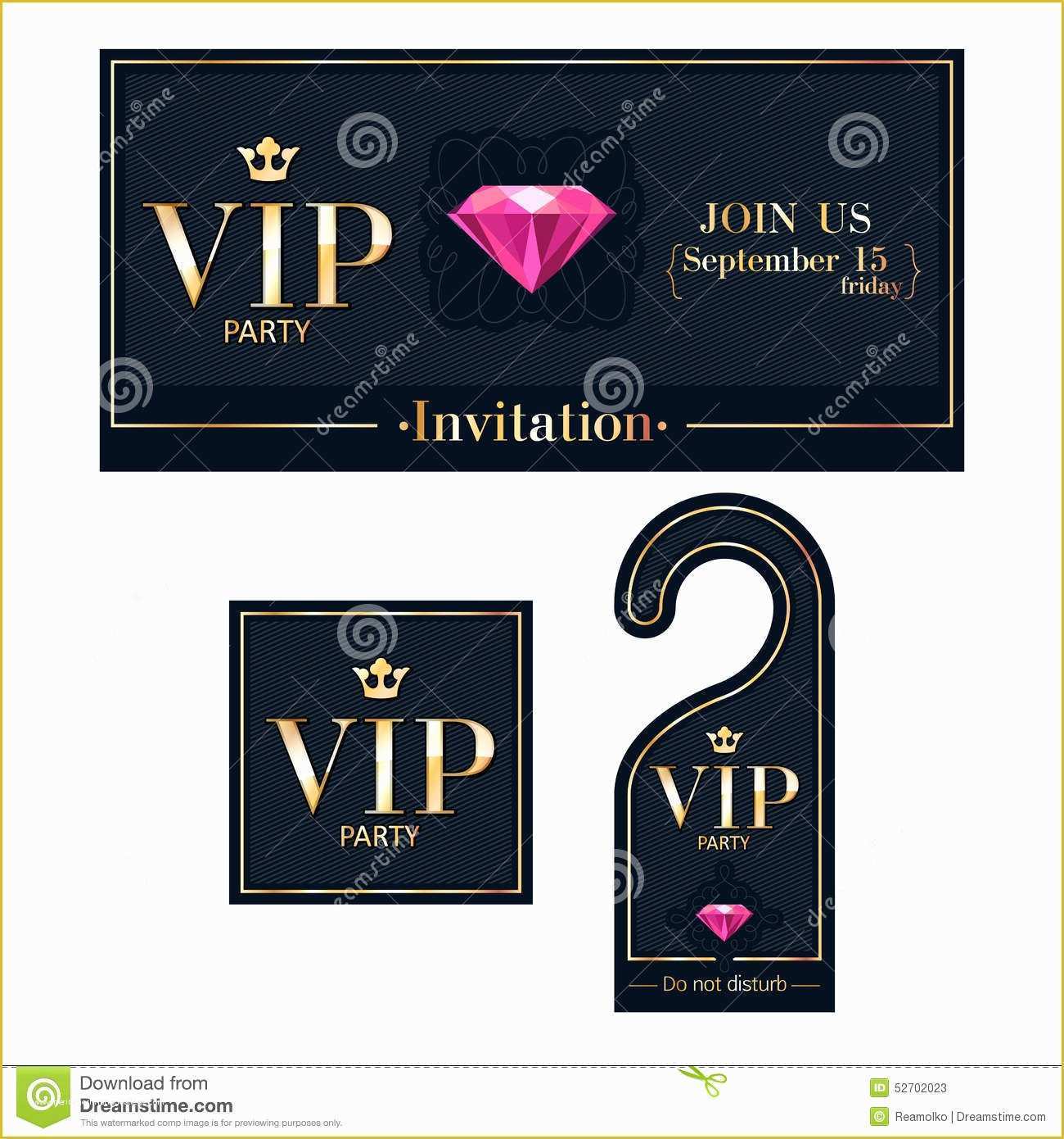 Vip Birthday Invitations Templates Free Of Vip Invitation Card Warning Hanger and Badge Stock Vector