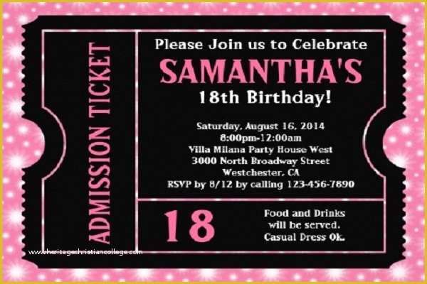 Vip Birthday Invitations Templates Free Of Vip Pass 18th Birthday Invitation Ideas – Bagvania Free