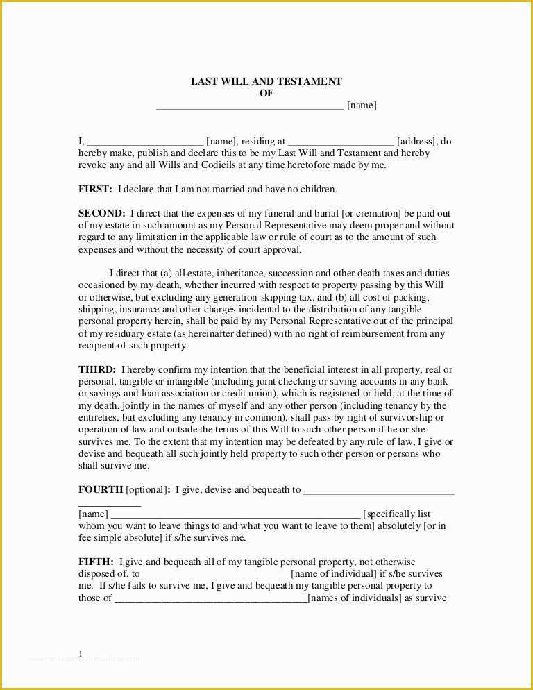Virginia Last Will and Testament Free Template Of Last Will and Testament Of [name]