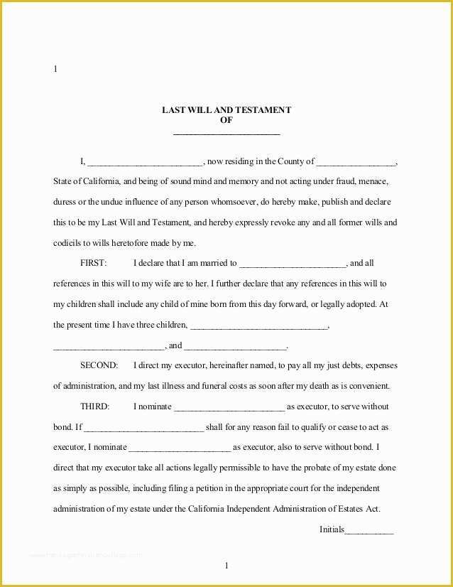 Virginia Last Will and Testament Free Template Of Last Will and Testament Template