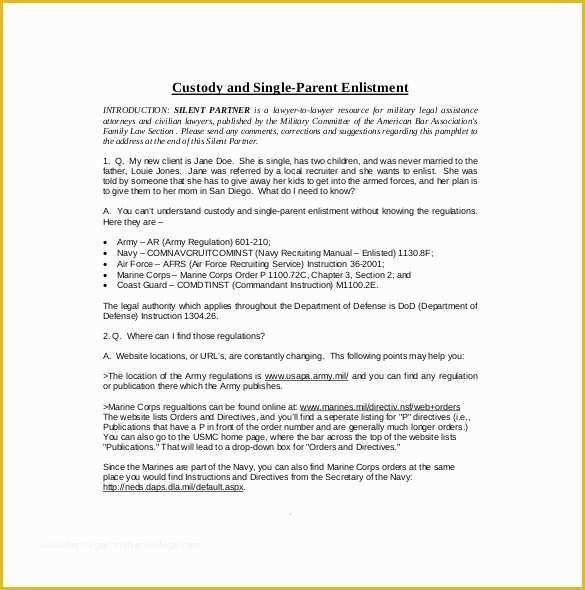 Visitation Agreement Template Free Of 10 Custody Agreement Templates – Free Sample Example