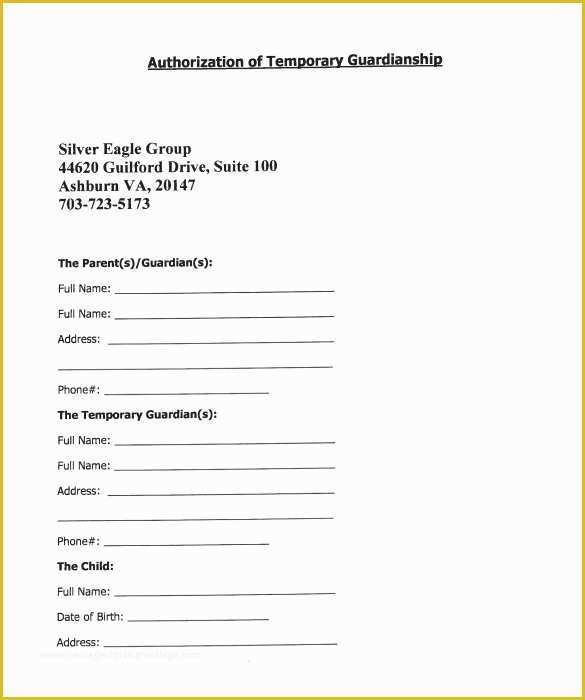 Visitation Agreement Template Free Of 9 Temporary Guardianship form Templates to Download