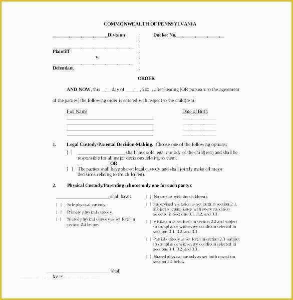 Visitation Agreement Template Free Of Child Visitation Agreement Template Parenting Plan