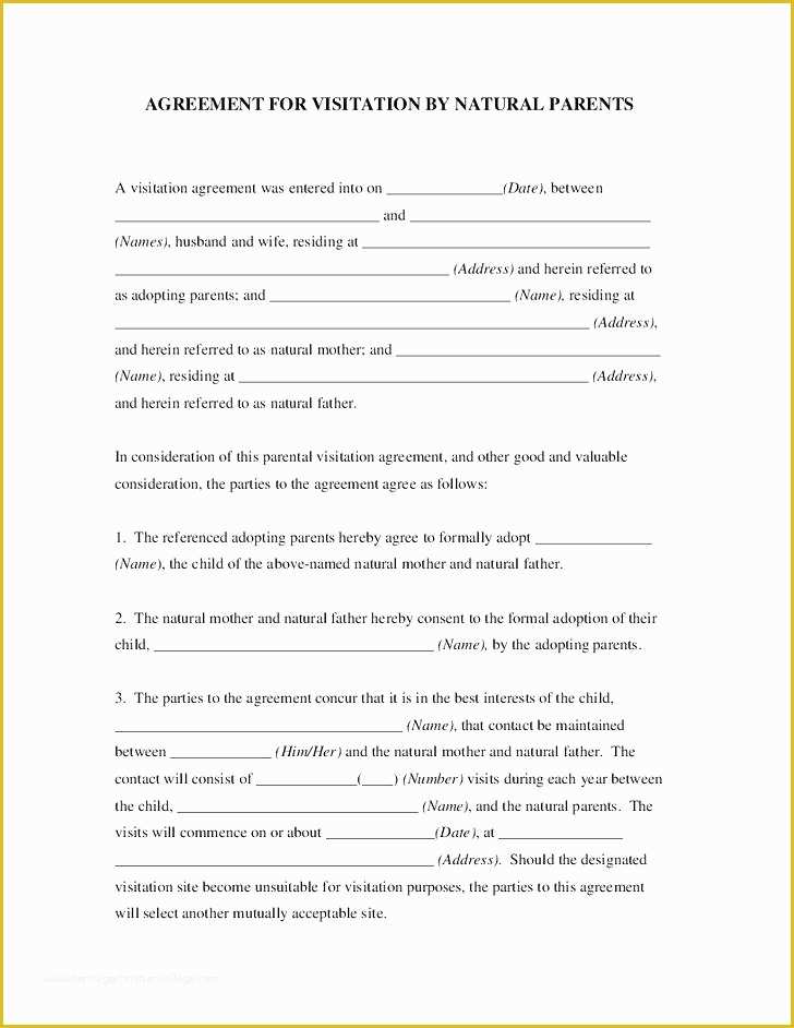 Visitation Agreement Template Free Of Custody Template Child Support Letters Sample Fresh