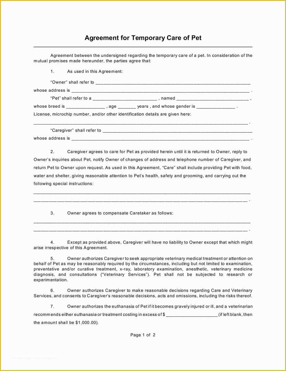 Visitation Agreement Template Free Of Free Temporary Guardianship forms Arizona forms 5784
