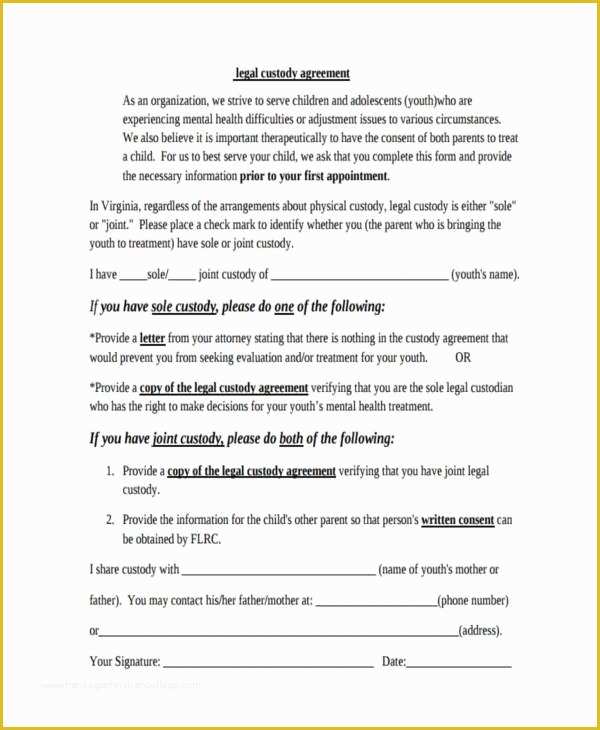 Visitation Agreement Template Free Of Notarized Custody Agreement Template Beepmunk