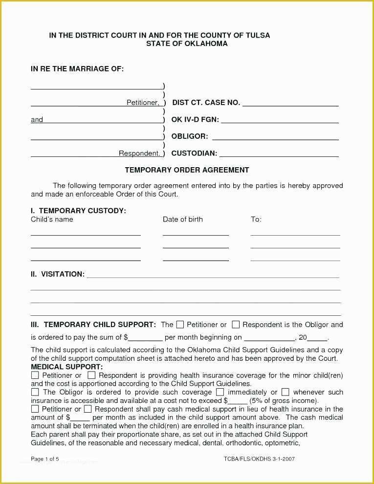 Visitation Agreement Template Free Of Temporary Custody Template Custody Temporary Custody