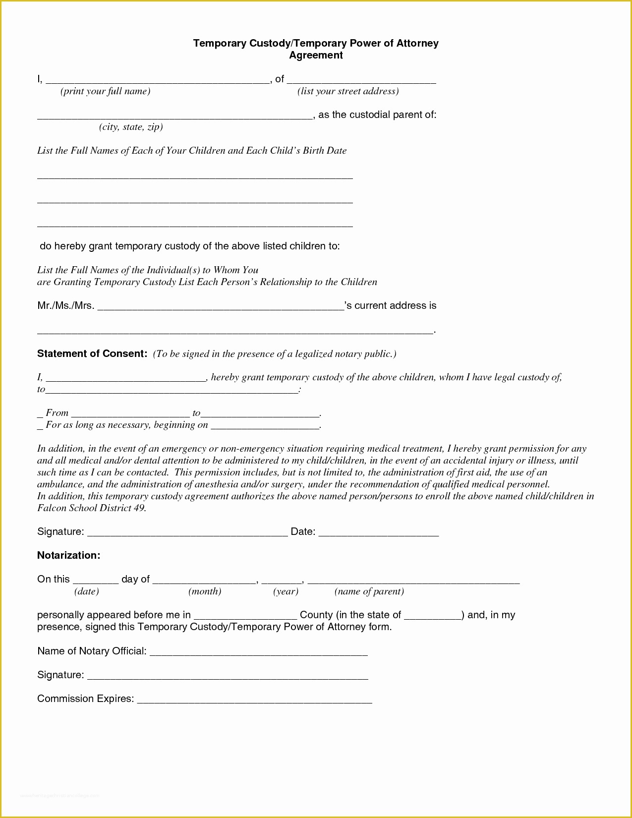 Visitation Agreement Template Free Of Temporary Guardianship forms Free Printable Child