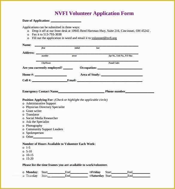 Volunteer Application form Template Free Of 10 Volunteer Application Template Word Pdf