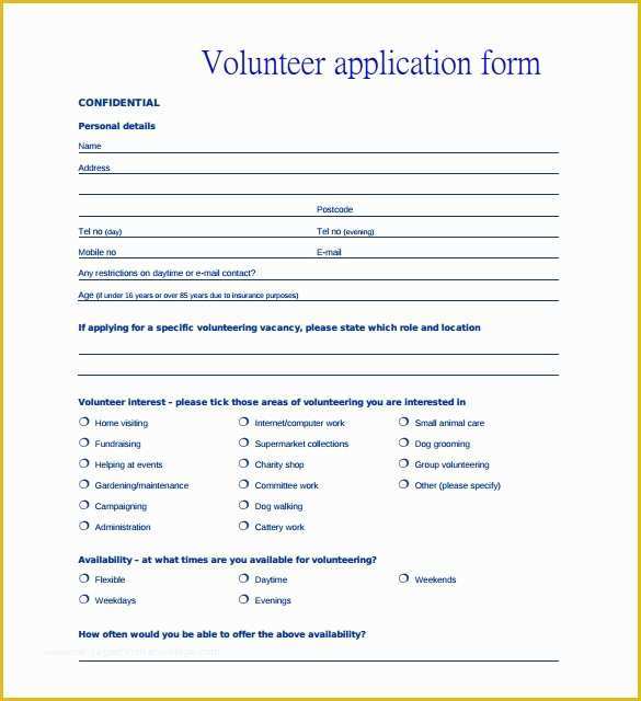 Volunteer Application form Template Free Of 10 Volunteer Application Template Word Pdf