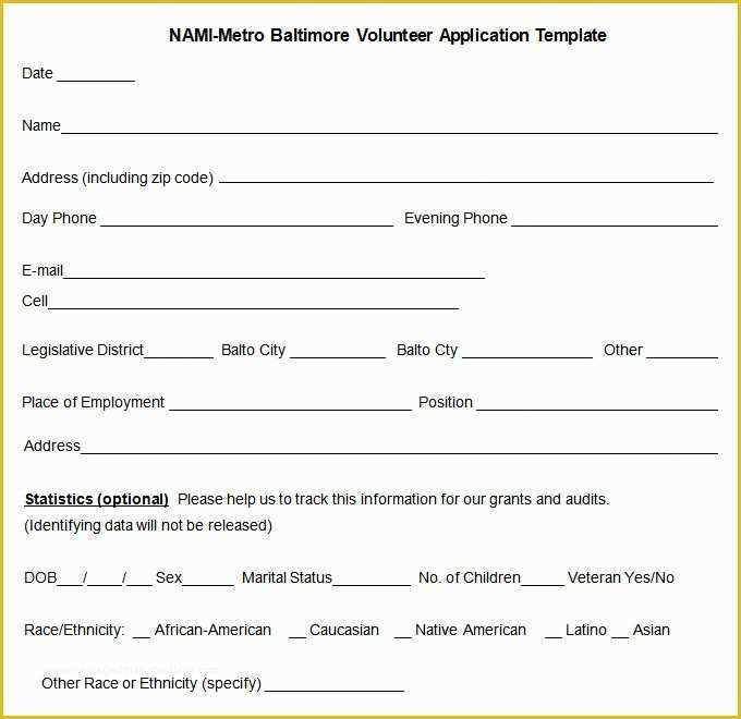 Volunteer Application form Template Free Of 10 Volunteer Application Template Word Pdf