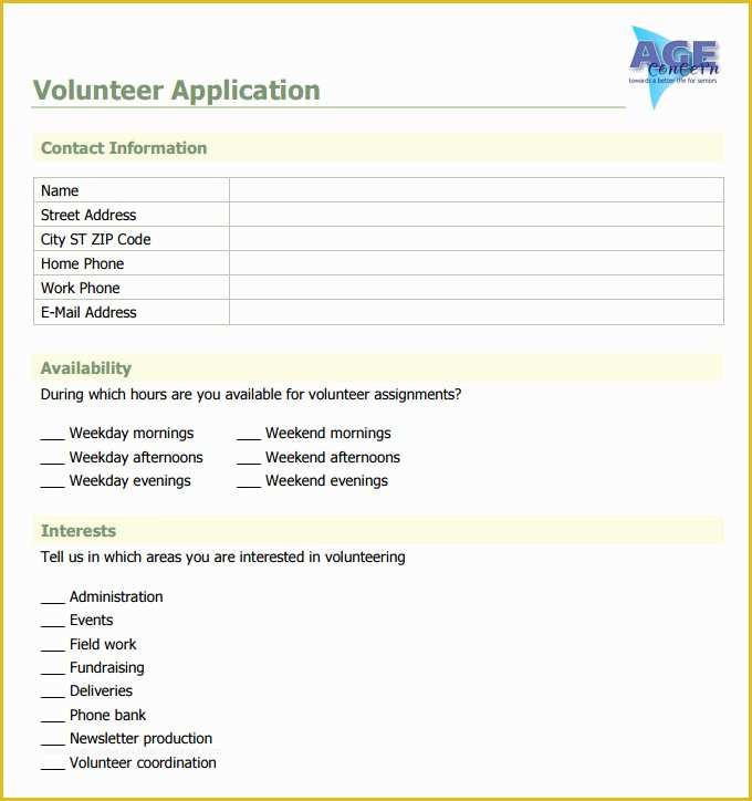 Volunteer Application form Template Free Of 10 Volunteer Application Template Word Pdf