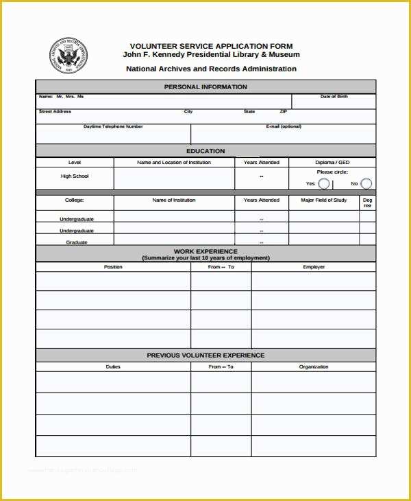 Volunteer Application form Template Free Of 44 Basic Application forms