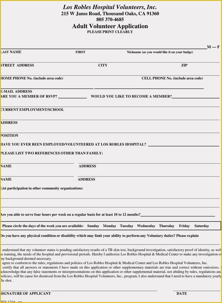 Volunteer Application form Template Free Of Blank Volunteer Application form Templates Download