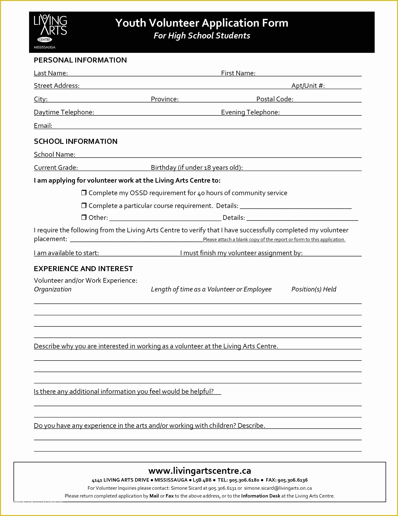 Volunteer Application form Template Free Of Volunteer Application form Printable to Pin On
