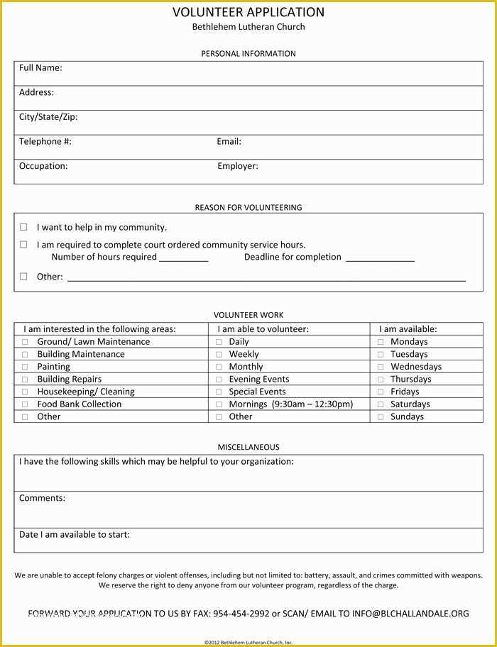 Volunteer Application form Template Free Of Volunteer Application form Template to Pin On
