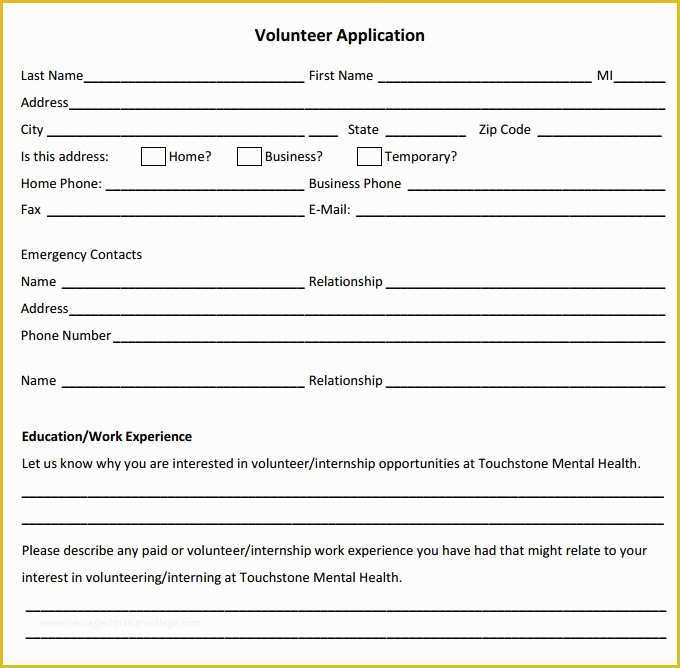 Volunteer Application form Template Free Of Volunteer Application Template