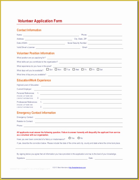 Volunteer Application form Template Free Of Volunteer Application Templates Word Excel Samples