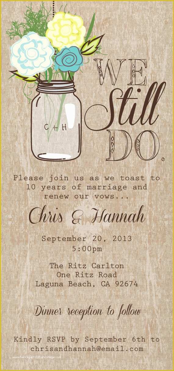 Vow Renewal Invitation Templates Free Of Mason Jar Printable Invitation Rustic Wedding Invitation