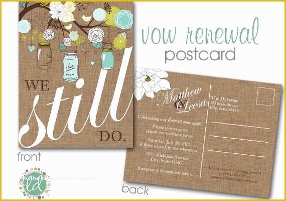 Vow Renewal Invitation Templates Free Of Vow Renewal Invitation Mason Jar Postcard Printable Wedding
