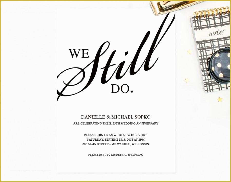 Vow Renewal Invitation Templates Free Of Vow Renewal Invitation "we Still Do" Black and White