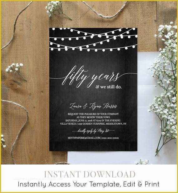 Vow Renewal Invitation Templates Free Of Vow Renewal Invitation Template Chalkboard Wedding Anniversay