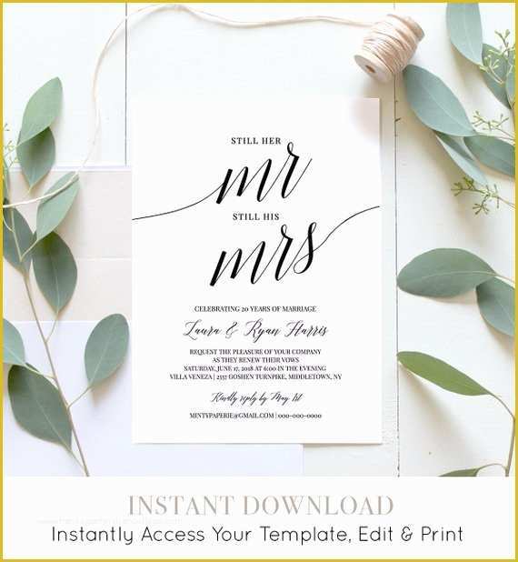 Vow Renewal Invitation Templates Free Of Vow Renewal Invitation Template Instant Download Wedding